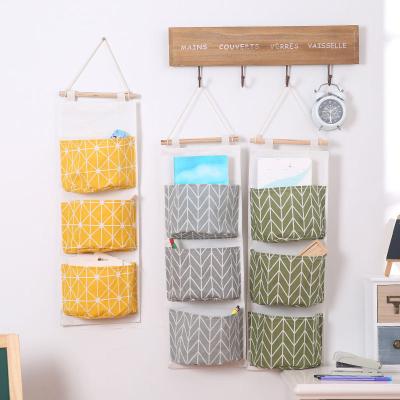 China Doors/On Behind Walls Hanging Door Canvas Closet Wall Cloth 3packs Storage Bag 3 Pockets Over Door Organizer For Room Bathroom for sale