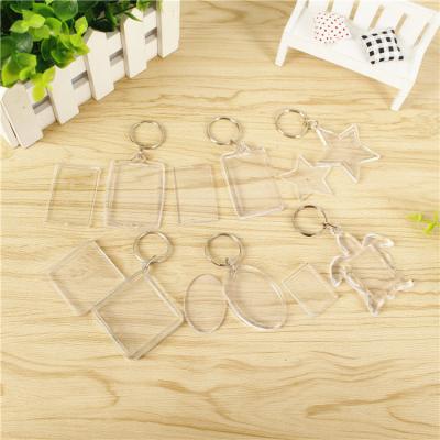 China White Rectangle Acrylic Clear Photo Holder Plastic Customized Key Chain for sale