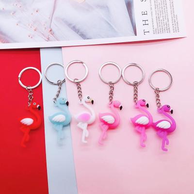 China PVC Plastic Cute Flamingo Fashion Novelty Improvement Lady Bag Key Chain Key Chain for sale