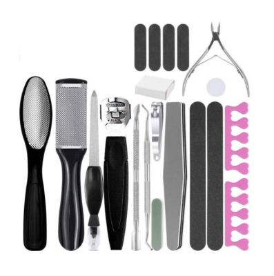 China Finger Nail+foot Care Professional Pedicure Tool Kit 20 in 1, Foot Care Kit Stainless Steel Foot Rasp Dead Skin Remover Pedicure Kit for Women Men for sale