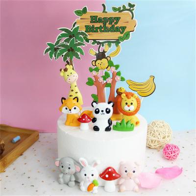 China Resin Fashion Resin Bunny Cake Decorating Supplies Panda Fox Grass Cake Plug-in for sale