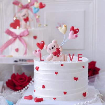 China PVC Bear Love Cake Decoration Qixi Valentine's Day 520 Engagement Birthday Props for sale