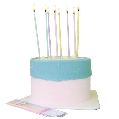 China Birthdays Promotion Paraffin Birthday Candles Long Thin Thread Colorful Candle for sale