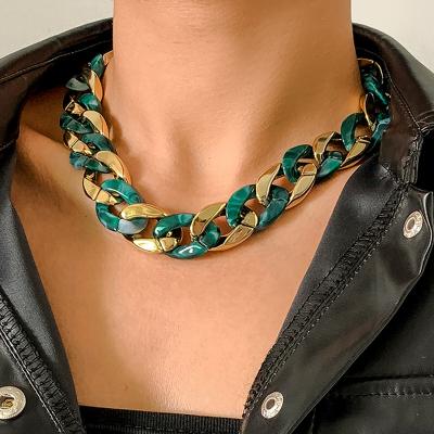 China Cuban Link Aluminum Adjustable Chain Acrylic Necklace New 2022 Cavity Punk Colorful Metal for sale