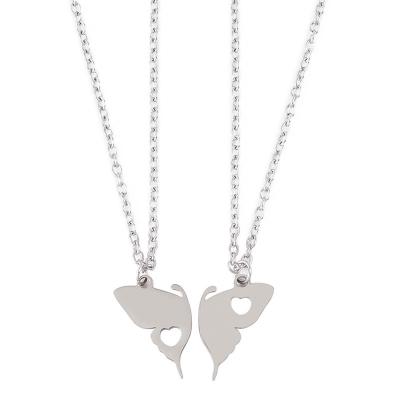 China FASHIONABLE Best Selling Stainless Steel Butterfly Friendship BFF Bottom Matching Necklace For Best Friend for sale