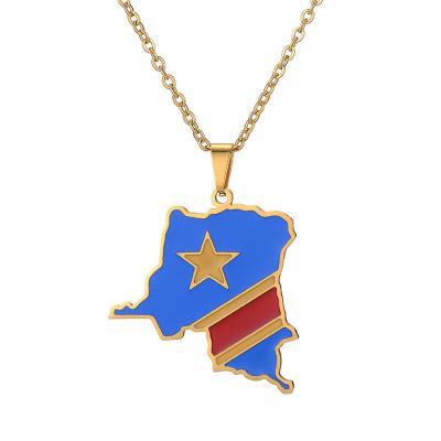 China FASHIONABLE Africa Democratic Republic of the Congo Map Wholesale Wholesale Necklace Pendant Ethnic Jewelry for sale