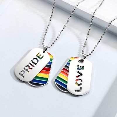 China FASHIONABLE Personality Rainbow Oil Drip Lgbt Gay Lesbian Pride Gifts Necklace Unisex Love for sale