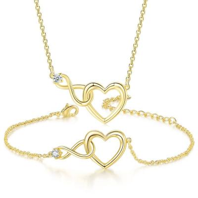 China Trendy Love Creative Hollow Heart Women Fashion Bracelet Jewelry Zircon Infinity Pendant Necklace for sale