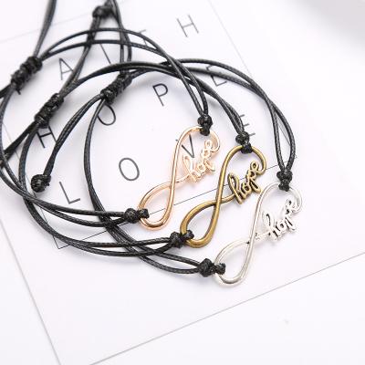 China FASHIONABLE Jewelry Wholesale Black Rope Friendship Hope Infinity Bracelet Braided Women for sale