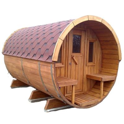 China Canadian Red Barrel 6 Person Computer Control Panel Cedar Solid Wood Steam Sauna Room FTY Outdoor Cheap Price for sale