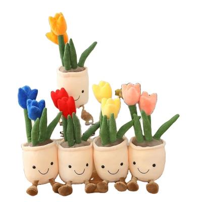 China Plush Tulip Plant Plush Toy Succulent Plant Plush Stuffed Toy Potted Flower Decoration Toy Creative Gift for Room Bookshelf Decor for sale