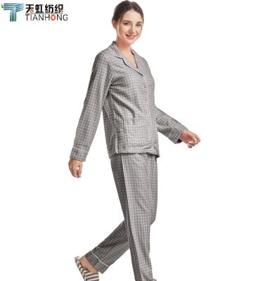 China Plaid Thermal Organic Fabric Flannel Cotton Bamboo Pajamas For Women for sale