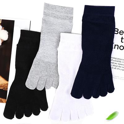 China SANSHOU QUICK DRY White Polyester Cotton Anti-slip Custom Bangs Sporty Running Shorts Five Toe Socks Men for sale