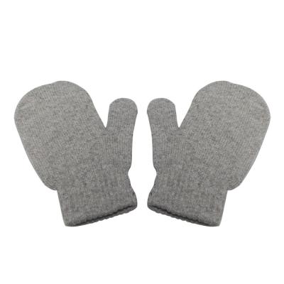 China Gray Baby Winter Warm Mittens Cozy Child Acrylic Knitted Soft Comfortable Magical Kids Gloves for sale