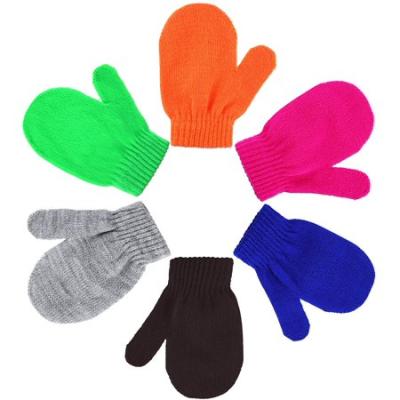 China 2-8 Solid Color Acrylic Cute Old Child Gloves Baby Kids Winter Gloves Comfortable Warm Magic Mittens for sale