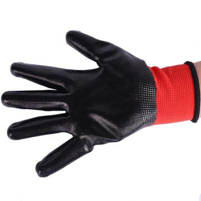 China Protective Hand Corrosion Resistance Latex Wrinkles Dipped Nitrile Half Palm Coated Gloves for sale