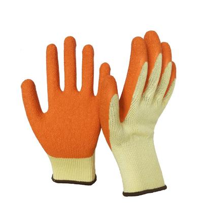 China Cheap Protective Hand Cotton Knitted Orange Latex Ply Safety Coated Work Gloves Manufacturing Latex Examination Gloves for sale