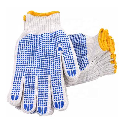 China Protective Hand Cut Resistant Cotton Protective Work Gloves With Rubber Grip PVC Dot for sale