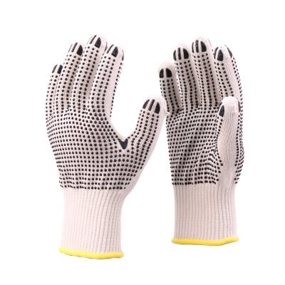 China Protective Hand 10 Gauge Cotton Yarn Natural White Gloves With PVC Dotted Coated On Palm Welding Gloves for sale