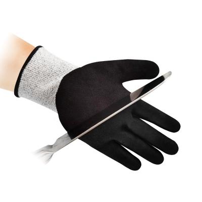 China Level 5 Protective Hand Cut Gloves Anti Hand Safety Construction Gloves Nitrile Coated Cut Resistant Work Gloves for sale