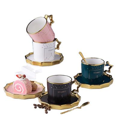 China High Quality Cozy Hot Selling Nordic Style Coffee Mug Ceramic Coffee Cup and Saucer Set for sale