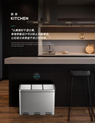 China Foot Press 14+14+14L Mini Foot Press Bin Foot Press Trash Can Kitchen Sustainable Desktop Trash Can for sale