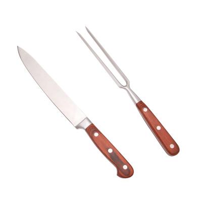 China Sustainable BBQ Carving Knife Set and Fork Professional Meat Slicing Set Knife Stainless Steel Carving Knife Sets for sale