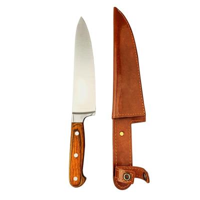 China 8 Inch Modern Chef Stainless Steel Kitchen Knives Knife With Leather Sheath for sale