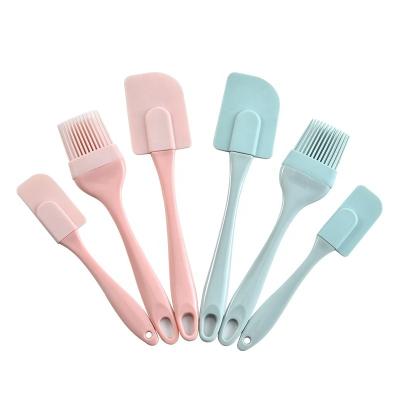 China Kitchen Tool 3pcs Colorful Baking Tool BPA Stocked Spoonula Brush Cake Spatula Spoon Free Silicone With PP Handle for sale