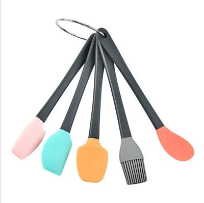 China Viable Hot Selling Colorful Kitchen Tool Baking Child Set Mini Spatula Spoonula Brush Cake Tool BPA Free Silicone With Hanging for sale