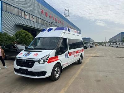 China Ford Customization Ambulance Car Voertuig 4x2 Ambulance Car Transit V348 PRO Monitoring ICU Nood ambulance van Te koop