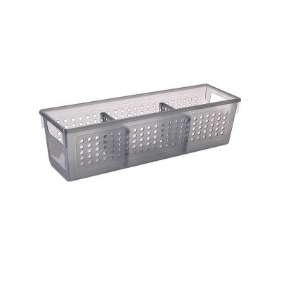 China Sustainable Plastic Storage Box Desktop Cosmetic Storage Basket Sundries Storage Basket With Clapboard for sale