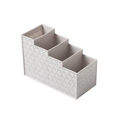 China Simple Creative Waffle Pattern Storage Box Office Stationery Storage Plastic Pen Holder Basket for sale