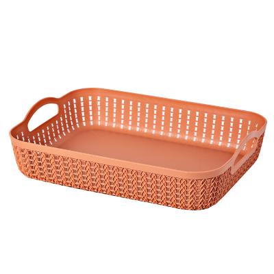 China Multifunctional Rattan Storage Basket Sustainable Plastic Storage Basket Storage Basket With Handle for sale