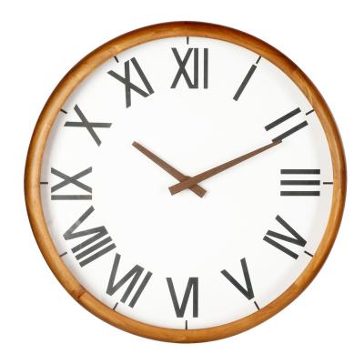 China Large Contemporary 14 Inch Roman Numeral Heavy Vintage Wood Sight Metal Wall Clocks For Living Room Decor Decorative Clock Large Oversized for sale