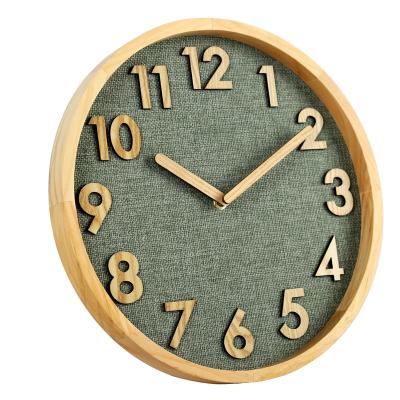 China Contemporary Wall Clock 12 Inch Brown Living Room Bedroom Home Office Natural Decor Quartz Silent 3d Wall Clock for sale