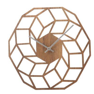 China Contemporary Stylish Wooden Creative Cavity Crafts Modern MDF Arts Wall Clock For Home Office Decoration for sale