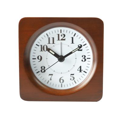 China Small Square Quartz Alarm Clock Contemporary Natural Wooden Alarm Clock for Home and Office for sale