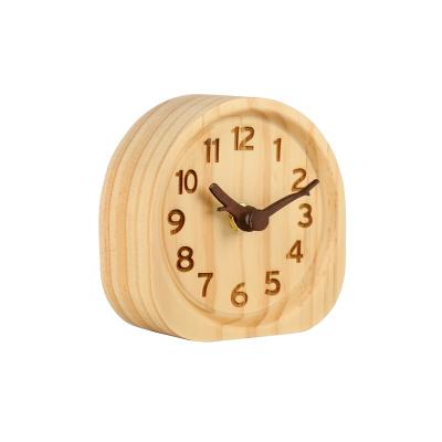 China Customizable Factory Direct Porcelain Natural Wood IF Round Simple Wooden Desk Clock for sale