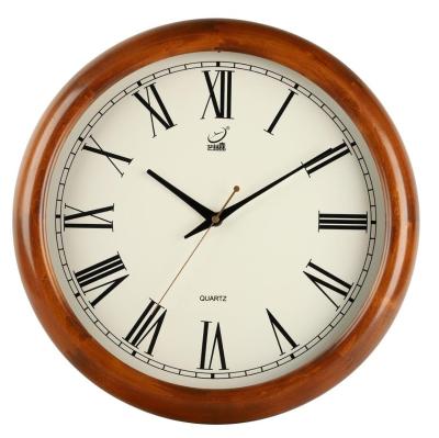 China Large retro rustic decorative wall clock with quartz movement and real wood frame for Home Office for sale