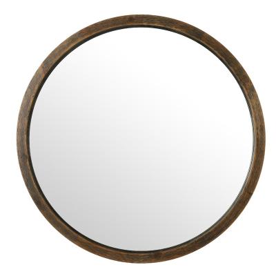 China Wholesale Contemporary Brown Round Mirror Wood Craft For Decoration Wall Home Decor for sale