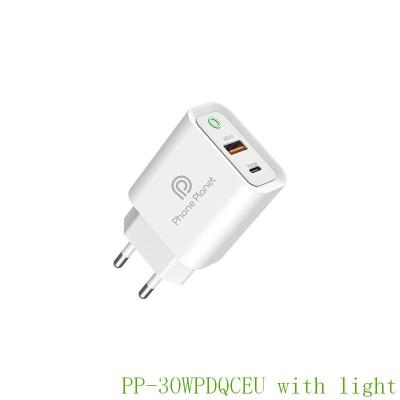 China Wholesale Mobile Phone On USB+Type-C QC3.0 18W/PD30W Super Current USB Charger Dual Port Wall Charger for sale