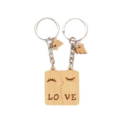 China Custom Wooden Key Blank Promotional Gift Ring Manufacturers Engraved Pendant Light Wood and Metal Accessories Bead Creative Tassel Laser Key Chain for sale