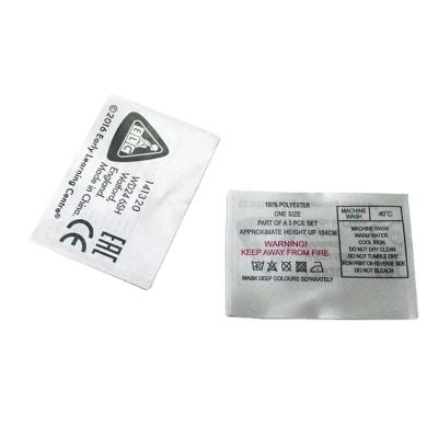 China Polyester Washable Wholesale Custom Logo Satin Fabric Wash Care Label For Clothing for sale