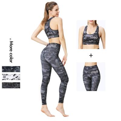 China Xsunwing Quick Dry Stretch Print Yoga Equipment 2pcs Animal Fitness Four Way New Square Apparel Sports Bra Yoga Leggings Fit Workout Sets gymnasium RTS for sale