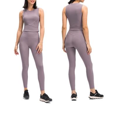 China Xsunwing 2021 Four Way Stretch New Design 2 Piece Sets Sport High Waisted Workout Yoga Leggings Gym Running Fitness Clothing Yoga Set for sale