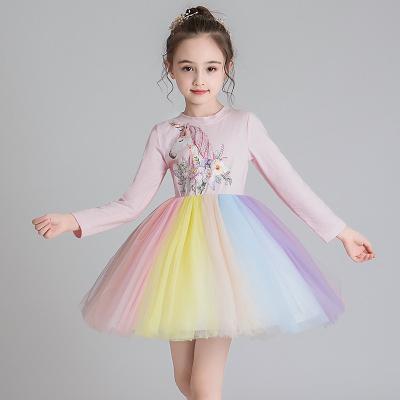 China Hot-selling washable tutu skirt for girls pink unicorn long sleeves kids dress up kids skirts for sale