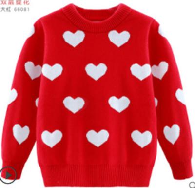 China Anti-wrinkle winter kids boutique clothing knitted pullovers children cotton love pattern girls sweaters for sale