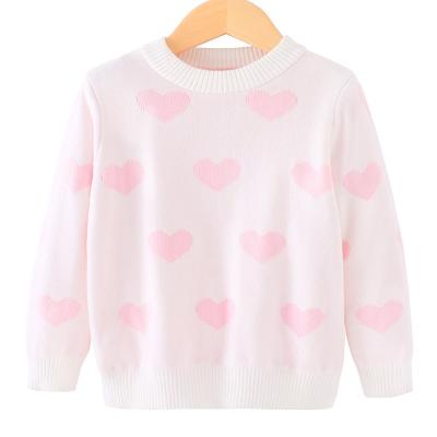 China Anti-wrinkle winter children's boutique clothing knitted pullovers kids sweaters cotton love pattern pink babies sweaters for sale