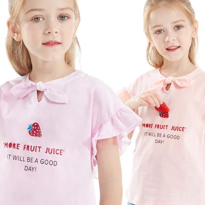 China 2020 Girls T-shirt Breathable Soft Cute Rocket Hive Sleeves Bows T Shirts For Kids for sale